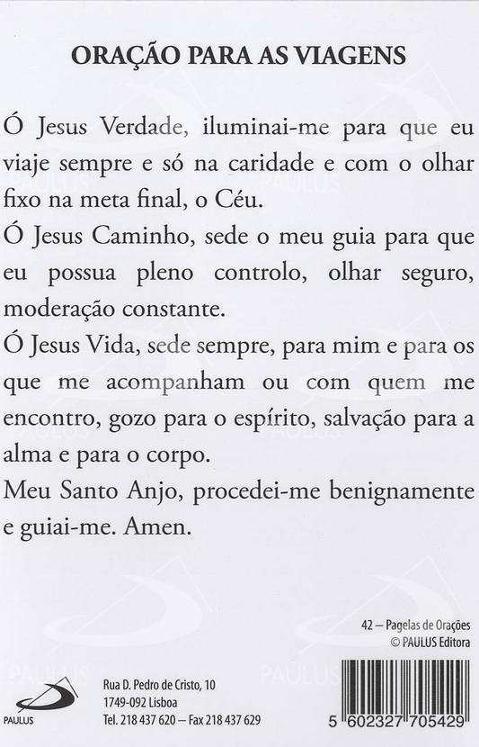 Pagela Oração para Viagens - Pacote com 10 un.
