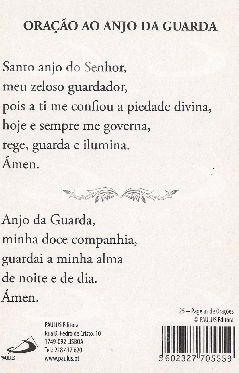 Pagela Oração ao Anjo da Guarda - 25 un.