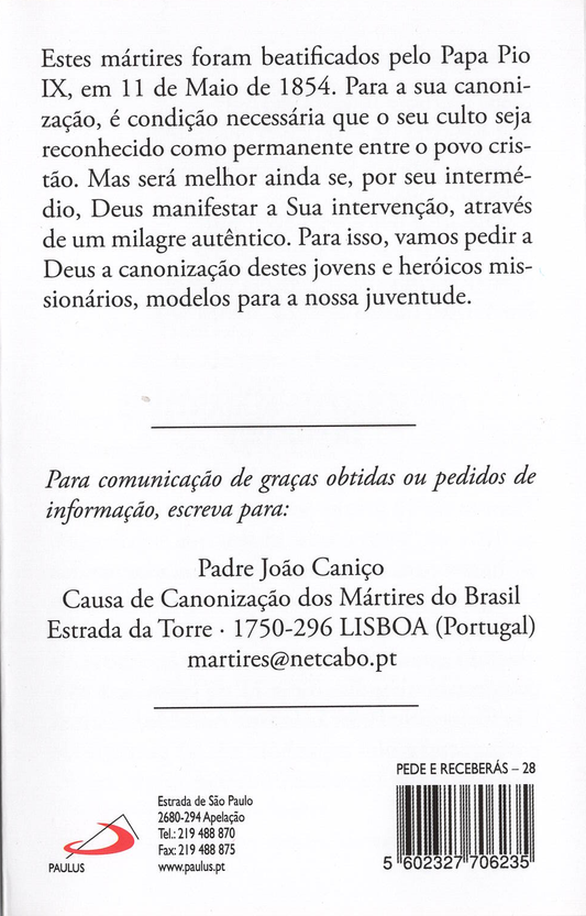 Novena aos 40 mártires do Brasil - 10 un.